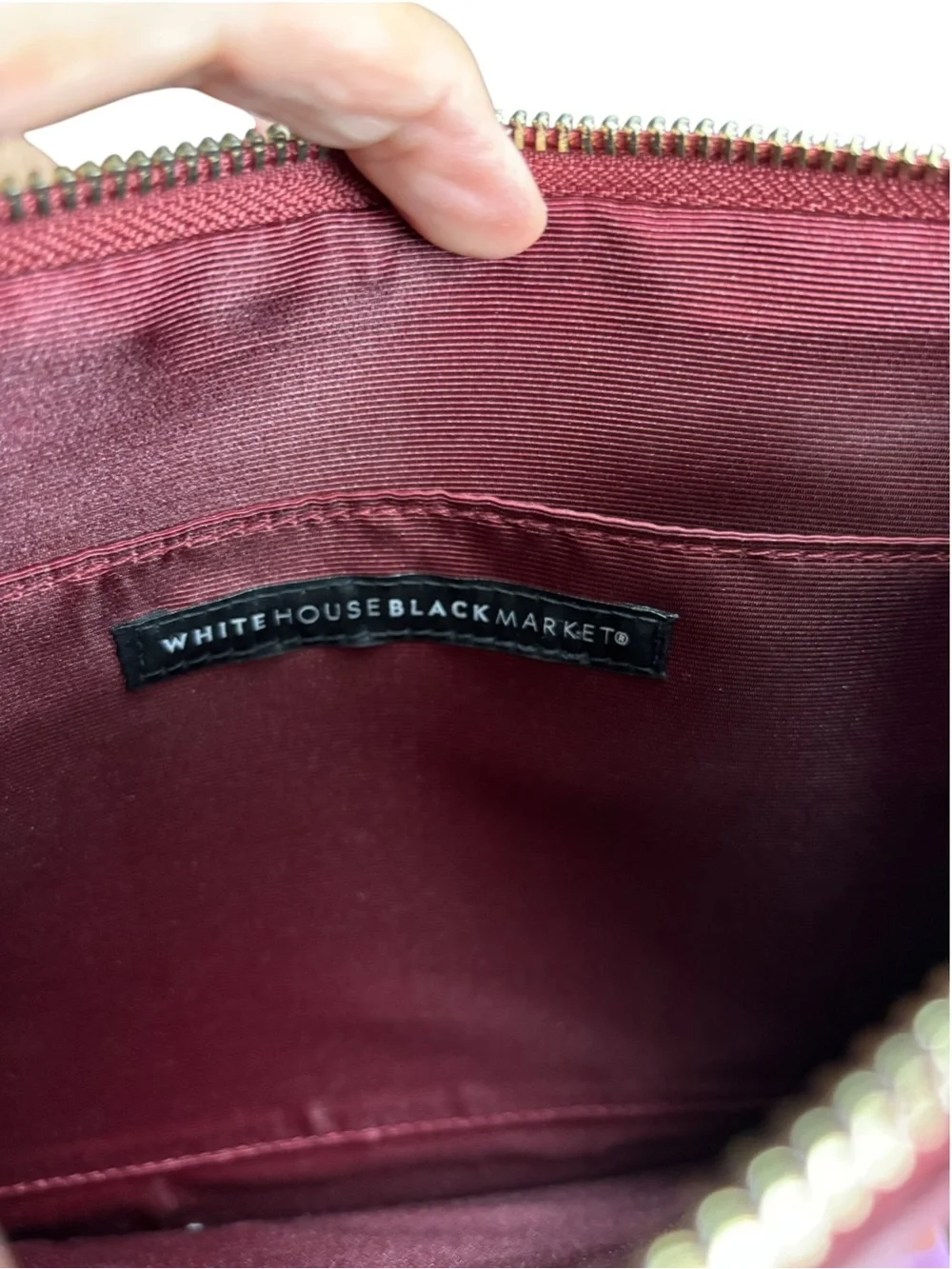 Beautiful Stud-Trim Burgundy Faux Leather Wristlet Purse